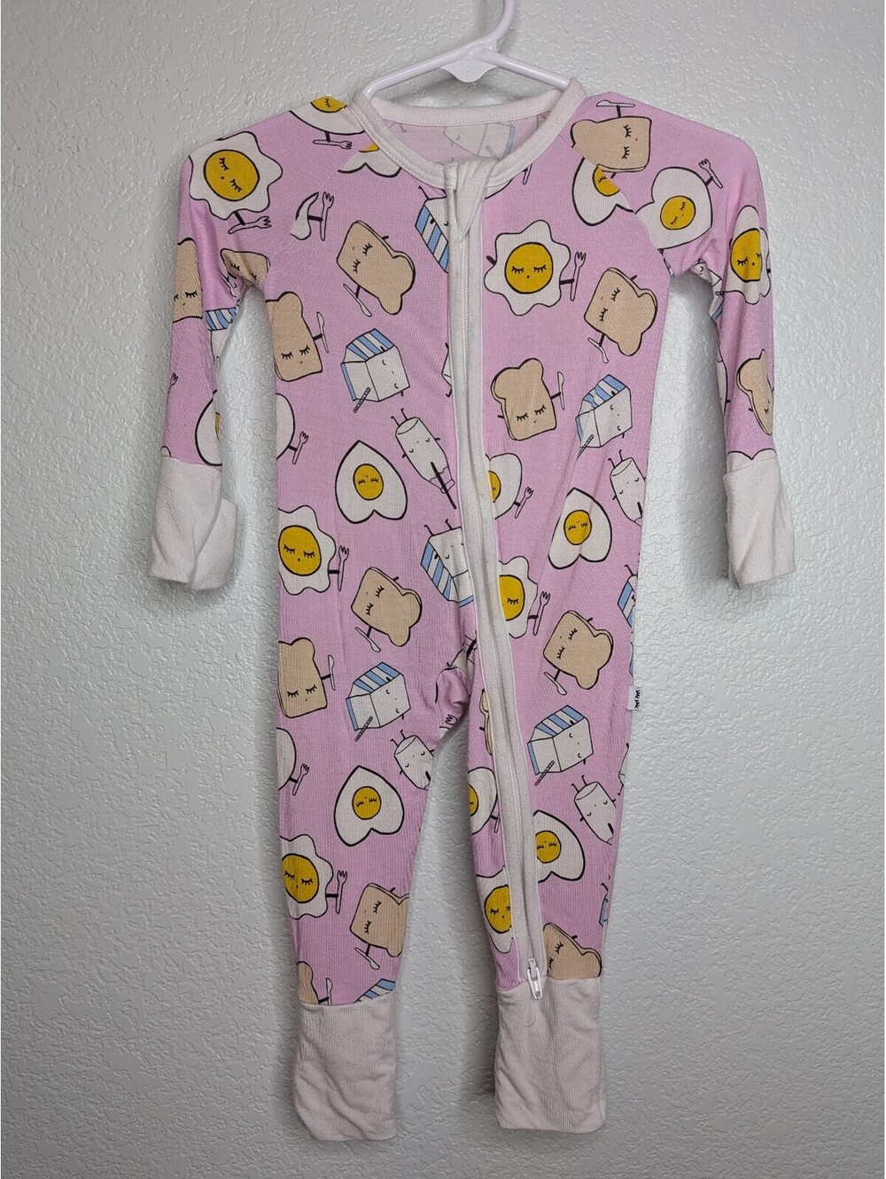 Little Sleepies Pink Breakfast Print Bamboo Zippy 0-3mo
